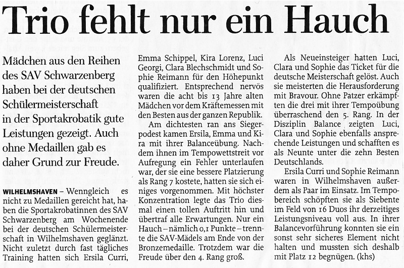 Freie Presse vom 8.Mai 2013