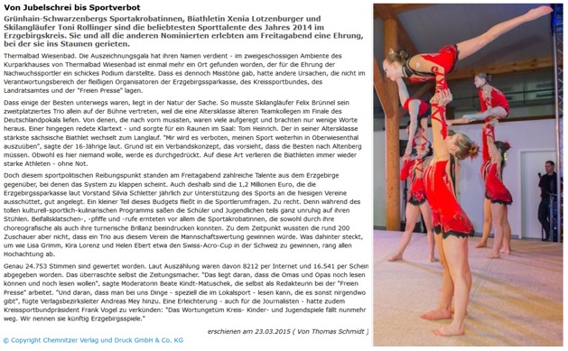 Freie Presse vom 23.03.2015