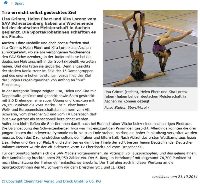 Freie Presse vom 21.10.2014