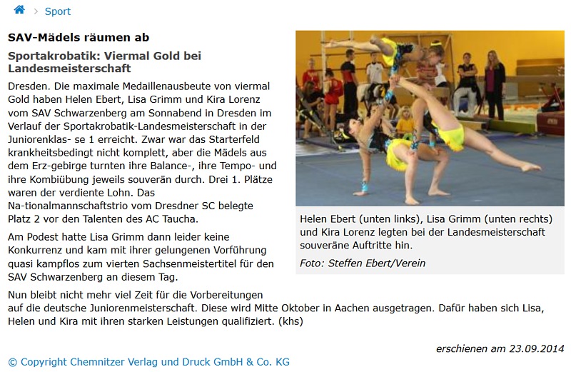 Freie Presse vom 23.09.2014 Freie Presse vom 23.09.2014