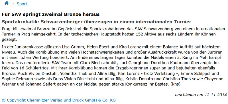 Freie Presse vom 12.11.2014 Freie Presse vom 12.11.2014