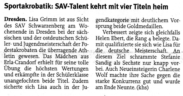 Freie Presse vom 20.04.2010
