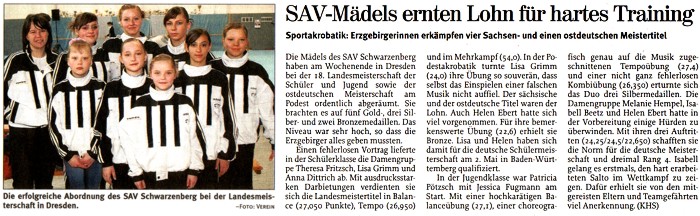 Freie Presse vom 15.04.2008 Freie Presse vom 15.04.2008